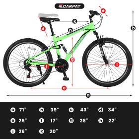 S26206 26" 21-Speed Bicycle for Adult, Front and rear shock absorption, Camping Bicycle, Height Adjustable ,Mountain Bicycle for Roadways, Mountains b