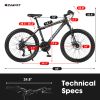 S24102 24 Inch Mountain Bike Boys Girls, Steel Frame, Shimano 21 Speed Mountain Bicycle with Daul Disc Brakes and Front Suspension MTB