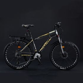 Variable Speed Shock Absorption Mountain Bike (Option: Black gold-Spoke wheel-26inches30speed)